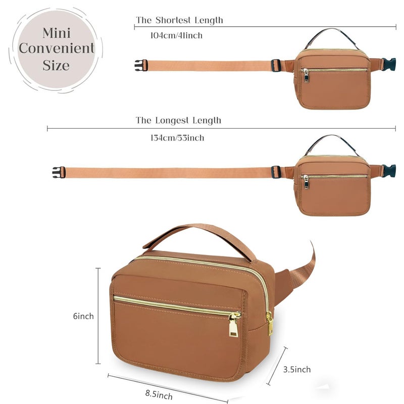 printe Small Diaper Bag with Portable Changing Pad, Crossbody Women Waist Bag with Wipes Pocket for Travel, Stroller Diaper Funny Pack, Brown - Image 4